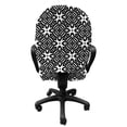 thumbnail image 3 of Black and White Office Chair Slipcover, Abstract Checkered Pattern Design with Monochrome Floral Details Vintage, Protective Stretch Decorative Fabric Cover, Standard Size, Black White, by Ambesonne, 3 of 5