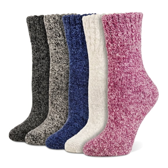 Women's Wool Blend Thermal Socks, Thick Winter Boot Socks, 6 Pairs