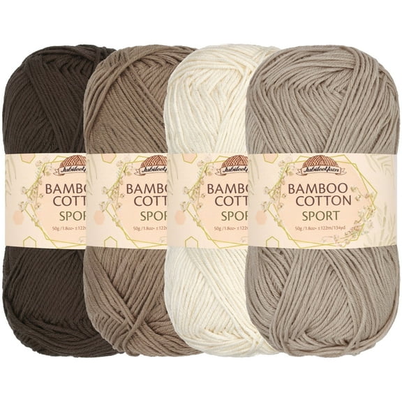 JubileeYarn Bamboo Cotton Sport Yarn - Shades of Brown - 4 Skeins