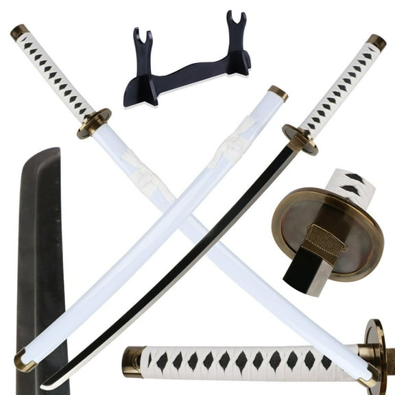 41 inches Dull Blade Stainless Steel Real Metal Roronoa Zoro Sword Wado Ichimonji with Wooden Holder Display