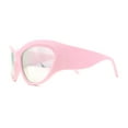thumbnail image 3 of Oversized Sporty Wrap Color Mirror Trendy Thick Plastic Sunglasses Pink Mirror, 3 of 4