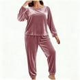 thumbnail image 4 of Vetsdori Womens Plus Size Pajamas Sets Nightwear Long Sleeved Tops and Pants,Loungewear Pajamas for Women 2 Pieces, 4 of 5