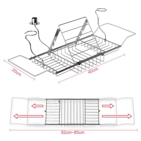 HomDSim Plastic Bath Tray, Bathtub Holder Non-Slip Telescopic Bathtub Caddy  Adjustable Multifunction Storage Tub Shelf Bathtub Stand for