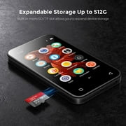 TIMMKOO 72GB MP3 Player with Bluetooth, 4.0 Full Touchscreen Mp4 Mp3 Player with Speaker, Portable Sound Mp3 Music Player with Bluetooth, Voice Recorder, Supports up to 512GB TF Card (Black)