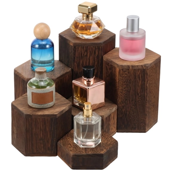 6 Pcs Wooden Square Risers，Wooden Buffet Risers for Display Jewelry and Accessories Display Stand Wooden Risers For Jewelry Figurine,Cake Catering Dessert Party Jewelry，Brown Color