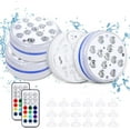 thumbnail image 1 of Luces LED sumergibles IP68, luces subacuáticas para piscina con control remoto RF, 13 cuentas de luz, 16 colores RGB, con imanes/ventosas, luz de ducha a batería para piscina., 1 of 5