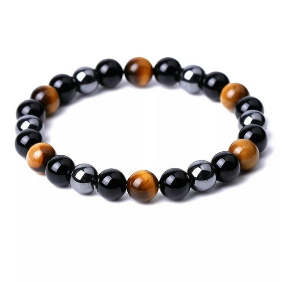 K-KED Mens Triple 9mm Protection for Bring Luck and Prosperity Hematite Bracelet