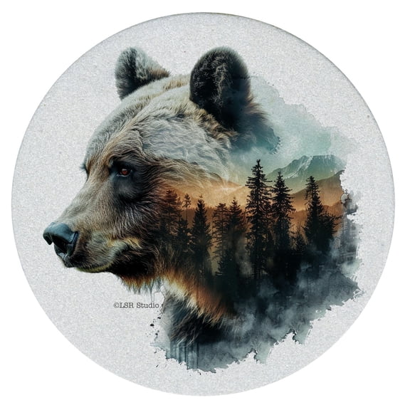Thirstystone Bear Round Natural Sandstone Coaster 4-Pack