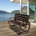 thumbnail image 3 of Outsunny Wooden Wagon Wheel Bench Rustic Outdoor Patio Furniture, 2-Person Seat Bench with Backrest Carbonized, 3 of 11