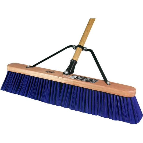 60 Wood Handle Push Broom Blue