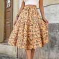 thumbnail image 2 of LWavelet Floral Flared Midi Skirt Women Daily Casual Flowy Stylish Versatile Bottoms Yellow L, 2 of 8