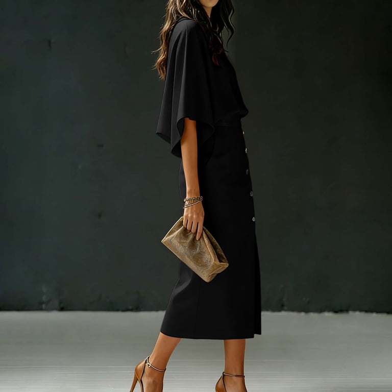 business casual skirts and dresses Casual Formal Skirts For Womens Formal Dinner Skirt NWT WHY Dress Black  Ruched Layered Front Pencil Straight Formal