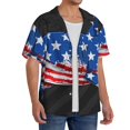 thumbnail image 2 of Hirioo Shark With USA Flag for Men's Cuban Collar Short Sleeve Shirt Button Down Shirt Beach Summer Shirts Wedding Vacation Shirts-Medium, 2 of 5