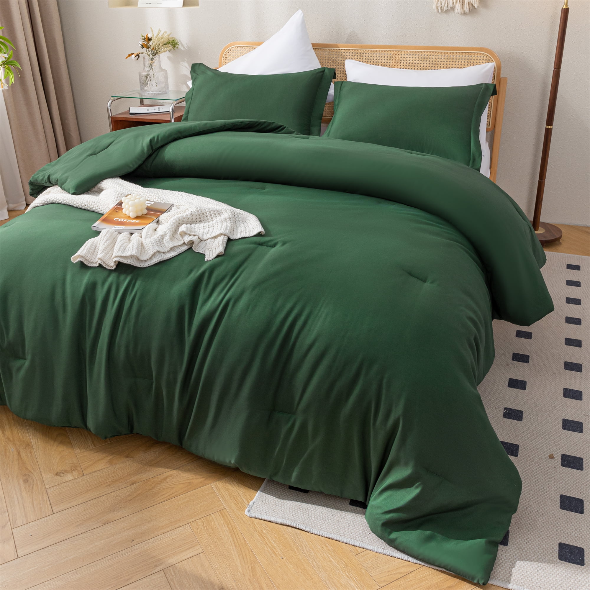 SPRINDAY Queen Comforter Set For Adult, 3 Piece Emerald Green Comforter Sets & Bedding For All Season
