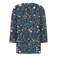 thumbnail image 4 of CYMMPU Blouses for Women Dressy Casual V Neck Spring Tunic Tops Flower Pattern Loose Fit Summer Fashion Shirts 3/4 Sleeve Business Elegant Work Topss XXXXL, 4 of 5