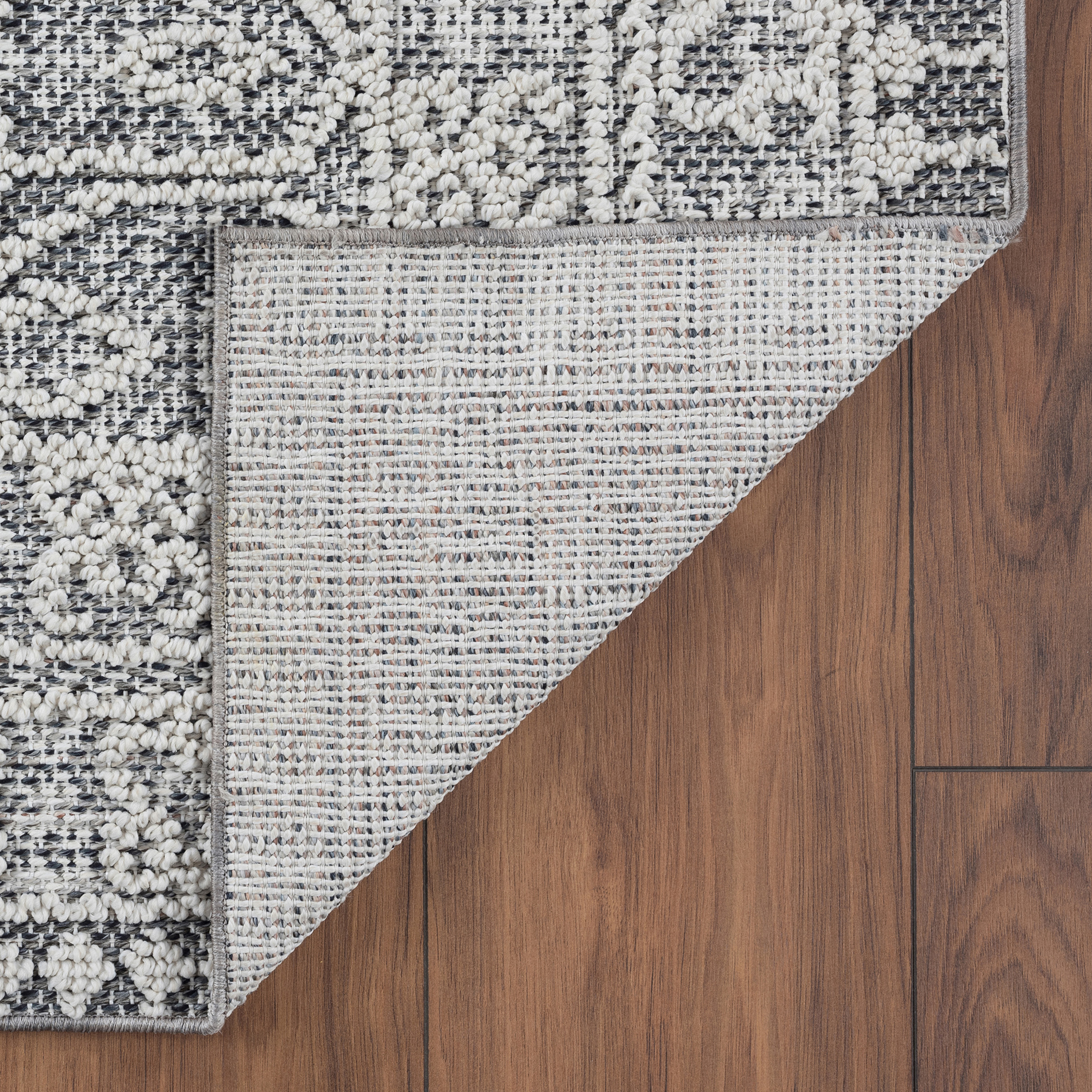 Contemporary 8x10 Area Rug (7'10'' x 10'2'') Geometric Gray, Ivory Living Room Easy to Clean