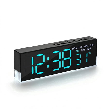 DAYBETTER Digital Alarm Clock, Dual Display Modes, 3-Level White Ambient Light & Dimmable Backlight, for Bedroom, Office, Desk