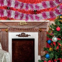 Christmas Tinsel Garland Xmas Metallic Tinsel Twist Garland Glitter Christmas Tree Hanging Wreath Decor For Staircase Railing Banister Indoor Outdoor Ornament Christmas Garland