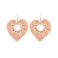 thumbnail image 1 of Pendientes colgantes con forma de corazón de estilo bohemio Yuyangstore con borla Rosa, 1 of 4