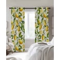 thumbnail image 4 of Lemon Yellow Blackout Curtains for Bedroom Living Room Darkening Curtains 84 Inch Length 2 Panels Set Country Watercolor Floral Leaf Green White Window Curtain Window Treatment Grommet Drapes 42"x84", 4 of 9