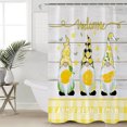 thumbnail image 5 of Gnome with Shower Curtain, 66" x 72", Lemon Rustic Yellow Checked Wood Grain Waterproof Bathroom Curtain Washable Shower Curtain Set with 12 Hooks, 5 of 6