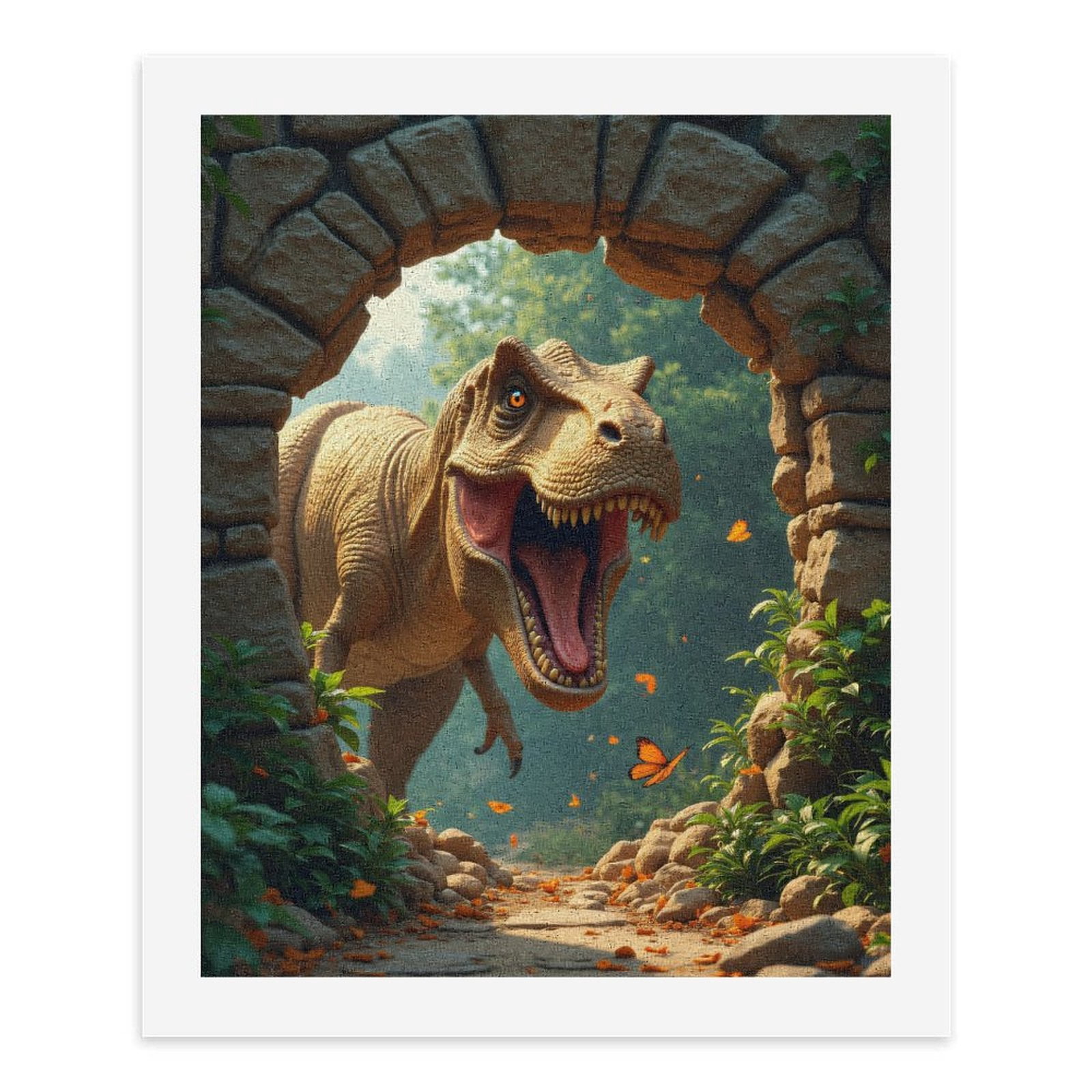 Paint by Numbers Kit for Adults, Dinosaur Garden Archway Scene Paint by Numbers, Easy Paint by Numbers Kit for Adults Beginner, DIY Adult Paint by Number Kits on Canvas, Home Decor