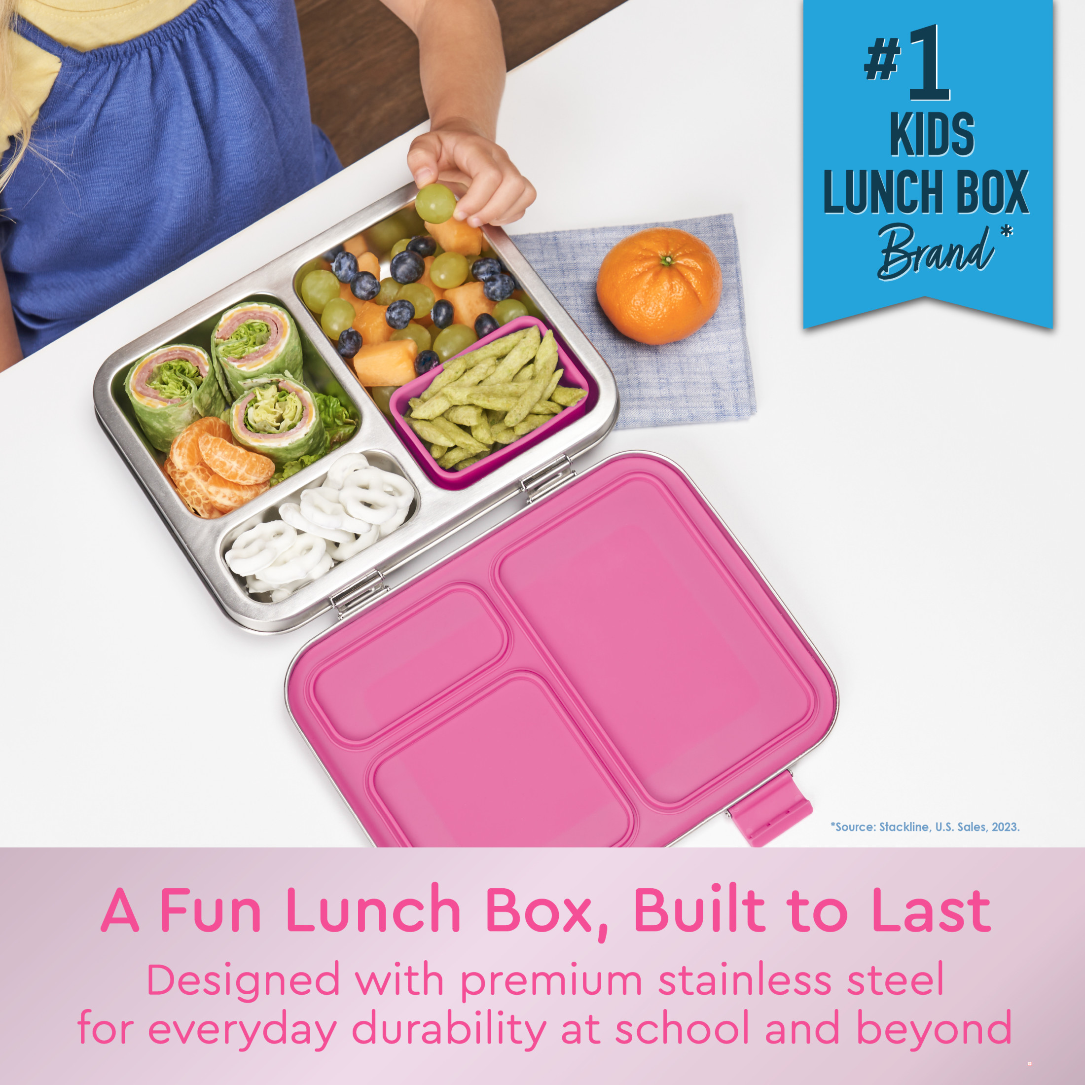 Bentgo Kids Stainless Steel Lunch Box - Fuchsia photo 2
