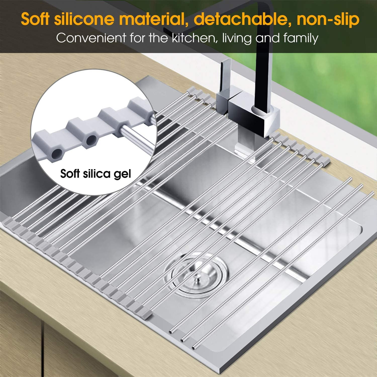Roll up Silicone & Steel Dish Drying Rack – We Fill Good