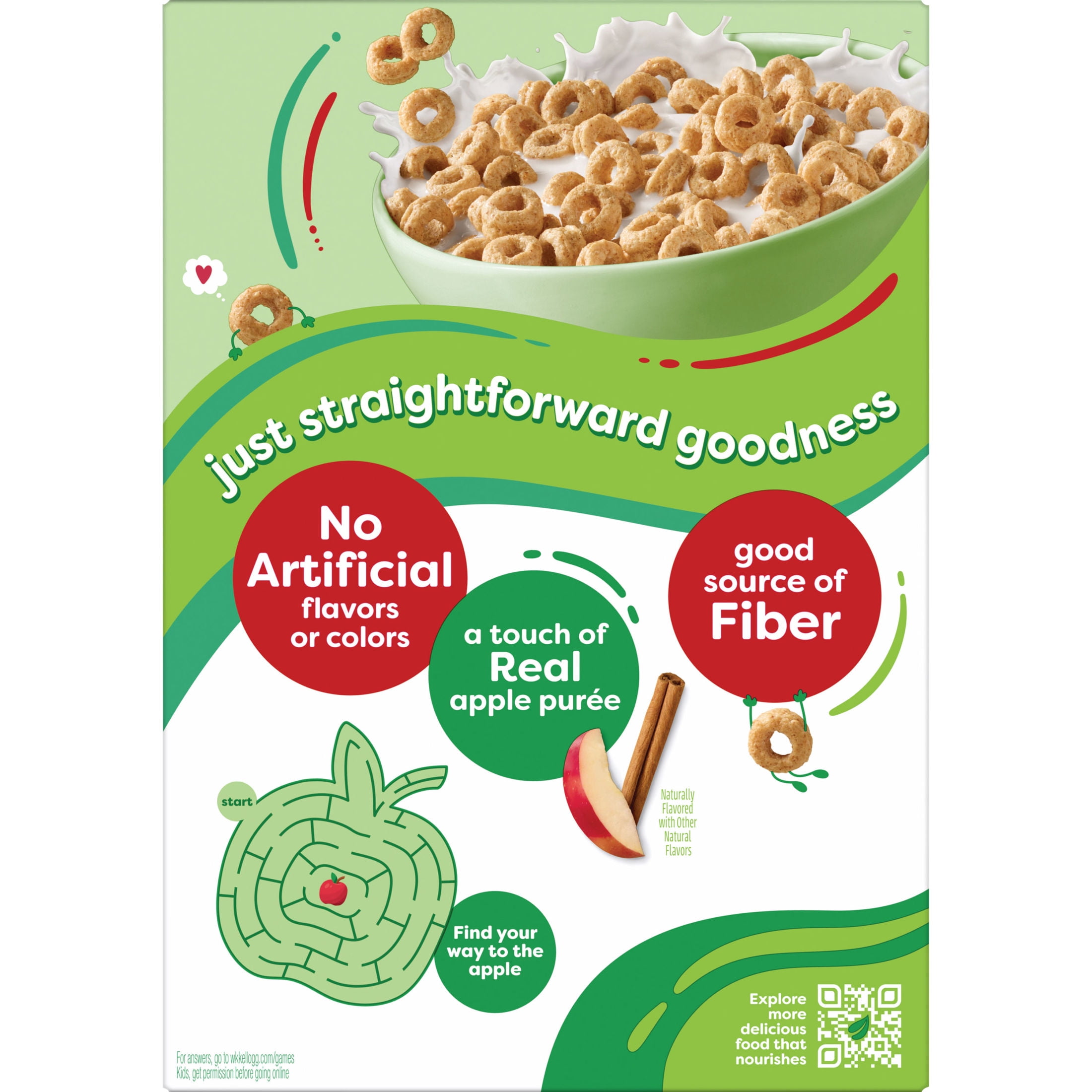 Kashi Apple Cinnamon Loops Breakfast Cereal, Whole Grain, 12.7 oz