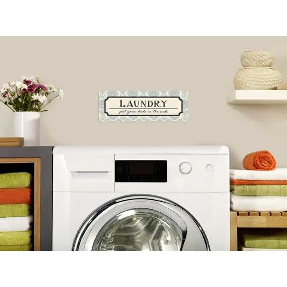 Gango Home Decor Modern Funny Laundry Room Typography Wall Art; One Blue 18x6in Unframed Paper Print