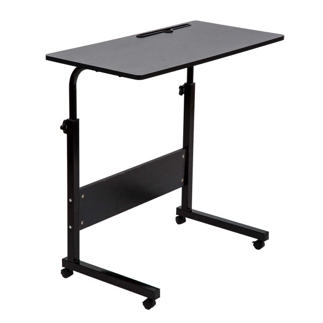 SIDUCAL Table à Plateau, Table d'Appoint Réglable pour Canapé et Lit, Bureau Portable avec Roulettes, Table au-Dessus du Lit, Chariot pour Ordinateur Portable, Noir, 31,5 x 15,7 Po Bureau