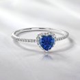 thumbnail image 2 of JeenMata Anillo de Bodas de Oro Blanco de 18 K sobre Plata con Zafiro Azul (Piedra Natal de Septiembre) en Forma de Corazón de 1 Quilate, 2 of 6