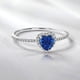 thumbnail image 2 of JeenMata Anillo de Bodas de Oro Blanco de 18 K sobre Plata con Zafiro Azul (Piedra Natal de Septiembre) en Forma de Corazón de 1 Quilate, 2 of 6