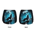 thumbnail image 3 of Susaid Blue Full Moon Wolf Print Women's High Waisted Running Shorts Quick Dry Athletic Gym Track Workout Shorts Zip Pocket-Large, 3 of 7