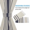 thumbnail image 4 of Midnight Blue Striped Door Curtains for Door Window, French Sidelight Front Back Door Curtains With Tieback, Beige Geometric Modern Art Kitchen Rod Pocket Drapes Panel, 54"x72", 4 of 5