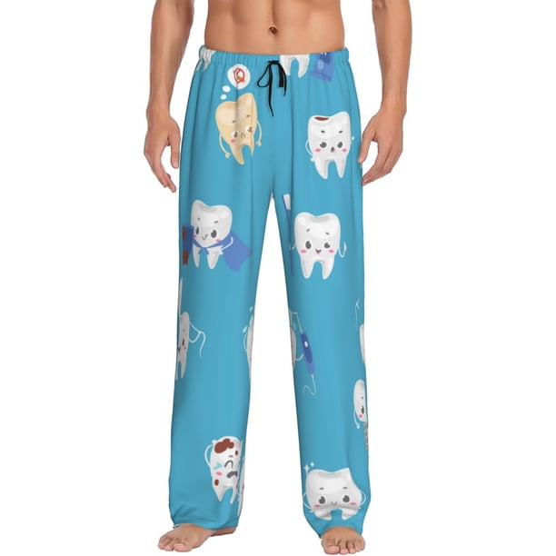 Fotbe Cute Healthy Teeth Pantalones de Pijama para Hombre, Pantalones de Dormir, Pantalones de Casa con Cintura Ajustable y Bolsillos-3X-Large