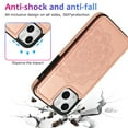thumbnail image 6 of Dteck Embossed Flower Pattern Wallet Case for iPhone 15 Plus,Magnetic Leather Card Slots Women Girl Case Shockproof Kickstand Flip Cover for iPhone 15 Plus,Rosegold, 6 of 7