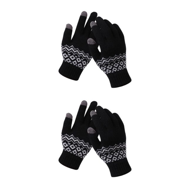 Minnieouse Guantes de punto Estilo simple Mantener caliente Moda Manos Calentador Ropa Accesorios Pantalla táctil al aire libre Guante de punto Negro 2piezas