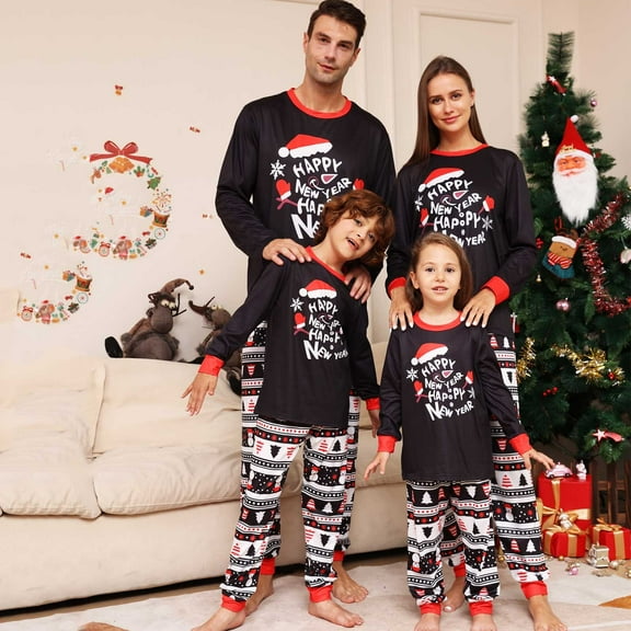 Odeerbi Matching Family Christmas Pajamas Sets Mens 2025 Long Sleeve Xmas Printed Top and Pants Family Jammies Set Loungewear Sleepwear for Dad