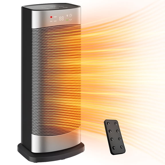 16" Space Heater for Indoor Use, 1500W PTC Ceramic Electric Heaters, Fast Safety Heating with Remote, 70°Oscillation, 24H Timer, for Office, Bedroom, Room, Home