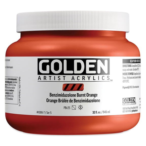 Golden Heavy Body Acrylic Paint - Benzimidazolone Burnt Orange, 946 ml Jar