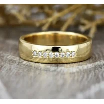 Wedding Band 14K Yellow Gold Plated Ring Men's 2 Ct Round Cut White Moissanite