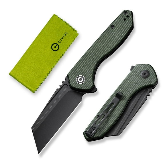 CIVIVI Pocket Knife for Men, ExOne Folding Knife with Flipper, 2.94" Nitro-V Reverse Tanto Blade Micarta Handle C23036-3