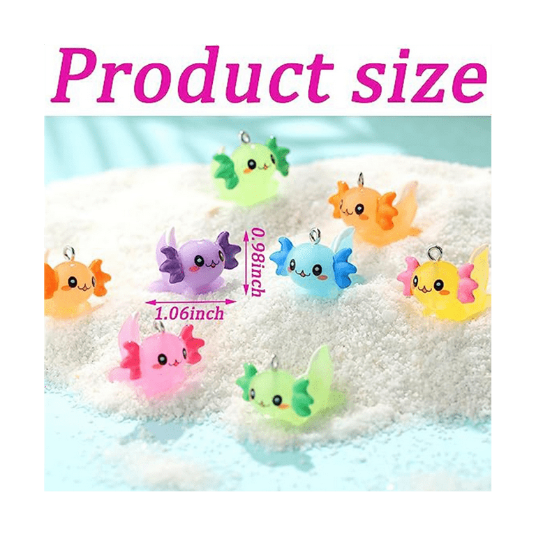 Winyuyby 24 Pcs Animal Charms Axolotl Resin Charms for Jewelry Making Tiny Resin Animals Resin Figures Miniature Axolotl Ornament, Adult Unisex
