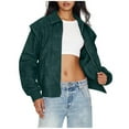 thumbnail image 2 of SAFUNY Women’s cropped cinched waist denim jacket with button closure slim design trendy for casual dates streetwear all seasons Green S, 2 of 2