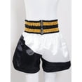 thumbnail image 5 of Nyeemya Kids Boys Quick Dry Boxing Shorts Youth Boxing Trunk Muay Thai Shorts Martial Arts Kickboxing Black&White XS/130, 5 of 7