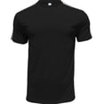 thumbnail image 2 of Tops for Men under $5 Short Sleeved Round Neck Striped Casual Sports Fitness T-shirt Black M, 2 of 5