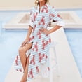 thumbnail image 5 of Lobsters on blue stripes Long Sleeved Shirt Dress Evening gown Clothing, 5 of 7
