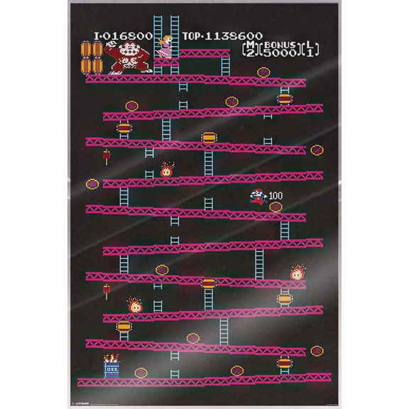 Donkey Kong - Gaming Poster (Classic Nintendo Game - Key Art) (Size: 24" x 36") (Laminated Poster)