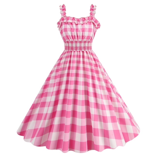 Ketyyh-chn99 Spring Dresses for Women 2024 Casual Beach Sundress Rompers Sleeve Ruffle Shorts Mini Dress Pink,L